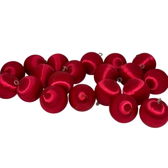 VTG Red Satin Christmas Ball Ornaments Lot Unbreakable 2" Retro Holiday Decor - Picture 1 of 10